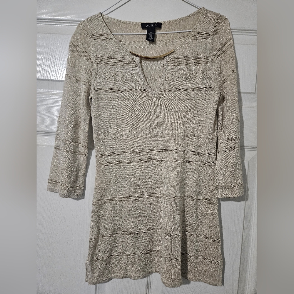 White House Black Market Tan Gold Sweater